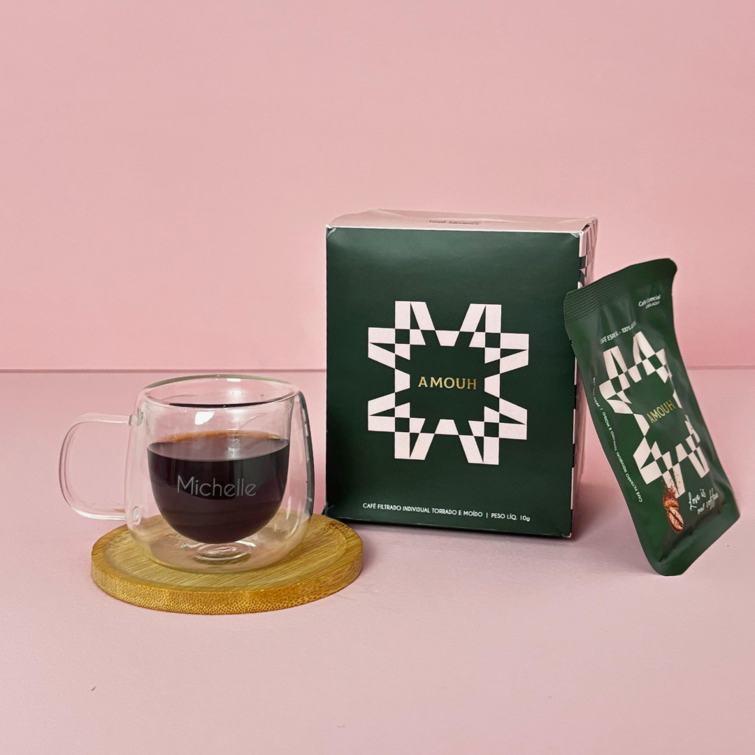 Xícara com Parede Dupla Personalizada 80ml| AMOUH