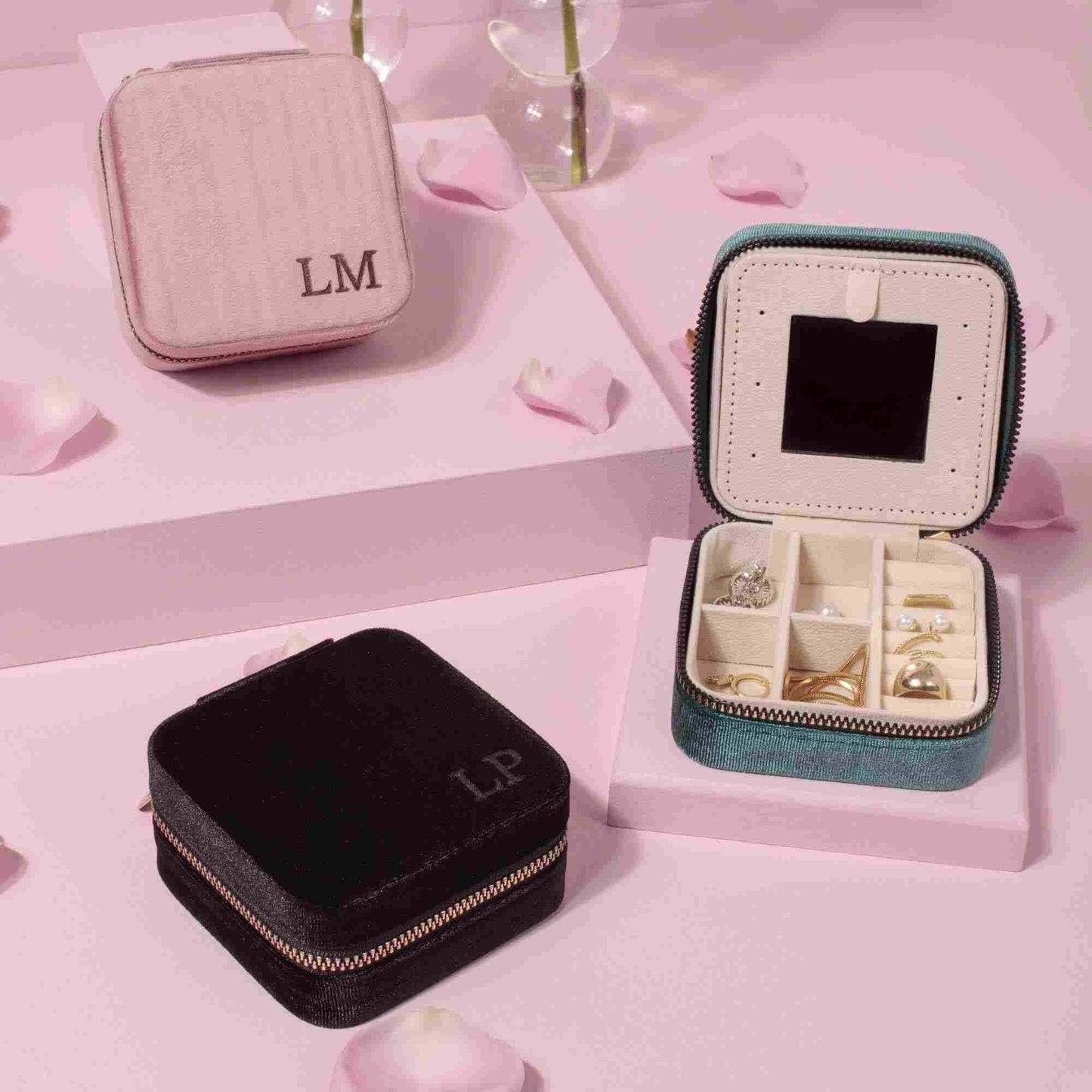 Box to go Veludo- Porta Joias Portátil Personalizado a laser | AMOUH