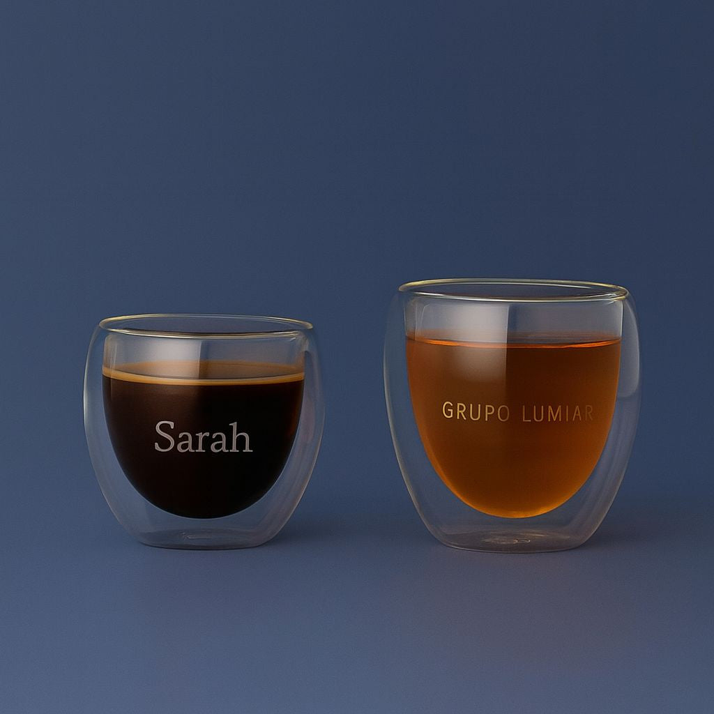Copo de Café Parede Dupla em Vidro Personalizado | AMOUH