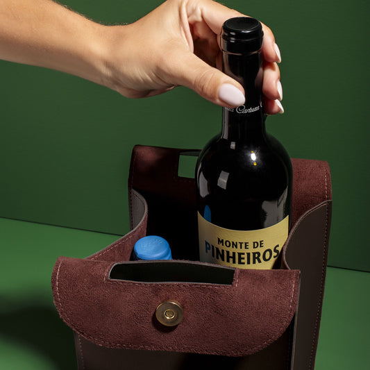 Wine Bag Dupla Lisa - bolsa para vinho e taça| Amouh