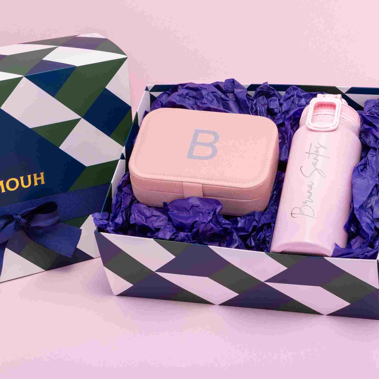 Garrafa térmica 600ml + porta jóias grande na caixa G