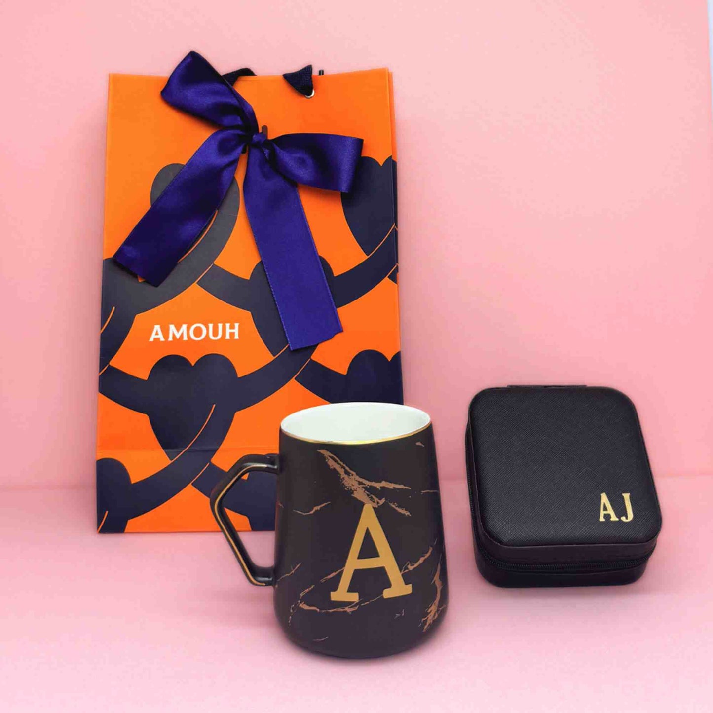 Kit Caneca Marmor + Box to Go P Personalizada + Sacola Amouh