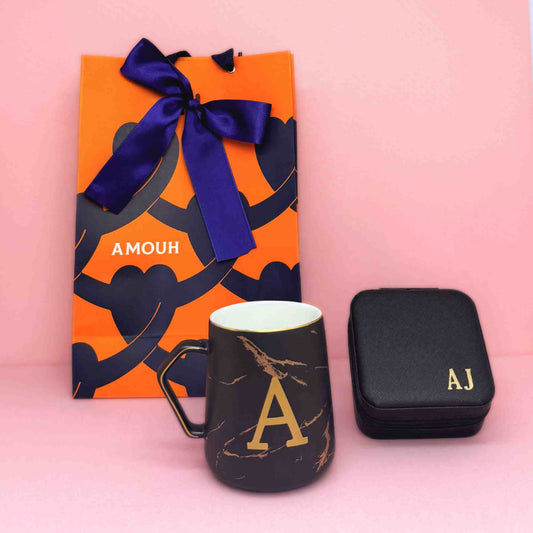 Kit Caneca Marmor + Box to Go P Personalizada + Sacola Amouh