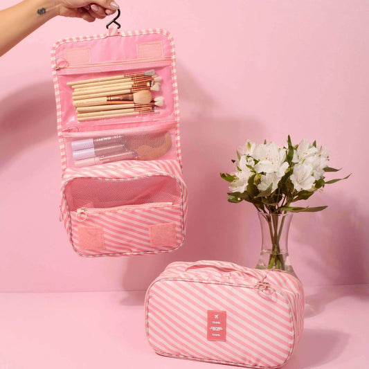 Necessaire de viagem listras com Gancho personalizada | AMOUH