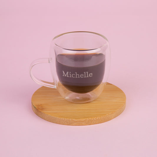 Xícara com Parede Dupla em Vidro Personalizada 80ml | AMOUH