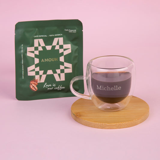 Xícara com Parede Dupla em Vidro Personalizada 80ml | AMOUH