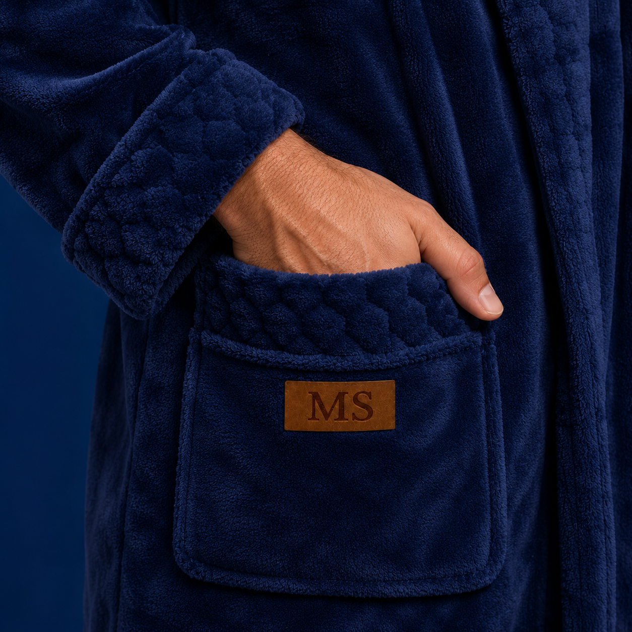 Roupão Deluxe Personalizado Azul Marinho - Especial Dia dos Pais | Amouh