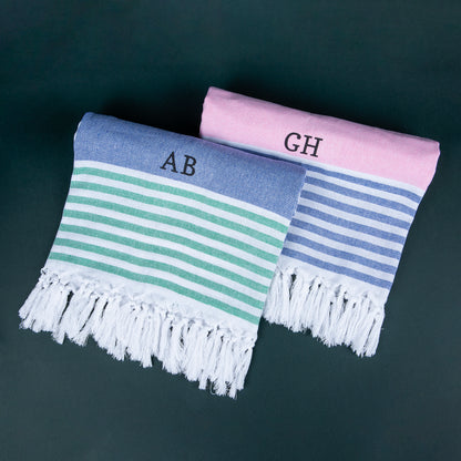 Toalha canga de praia turca personalizada com inciais | Amouh