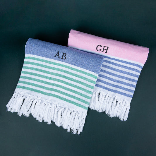 Toalha canga de praia turca personalizada com inciais | Amouh