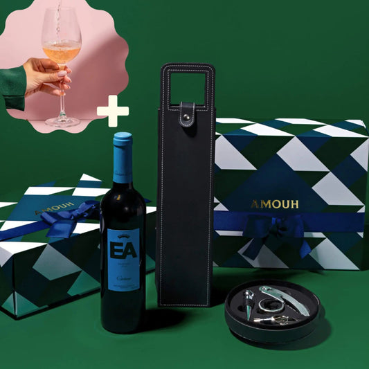 Kit  Vinho EA + Wine Bag + Taça M + Abridor na caixa G