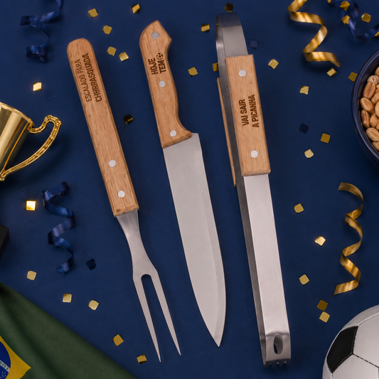 Kit para churrasco personalizado a laser | AMOUH