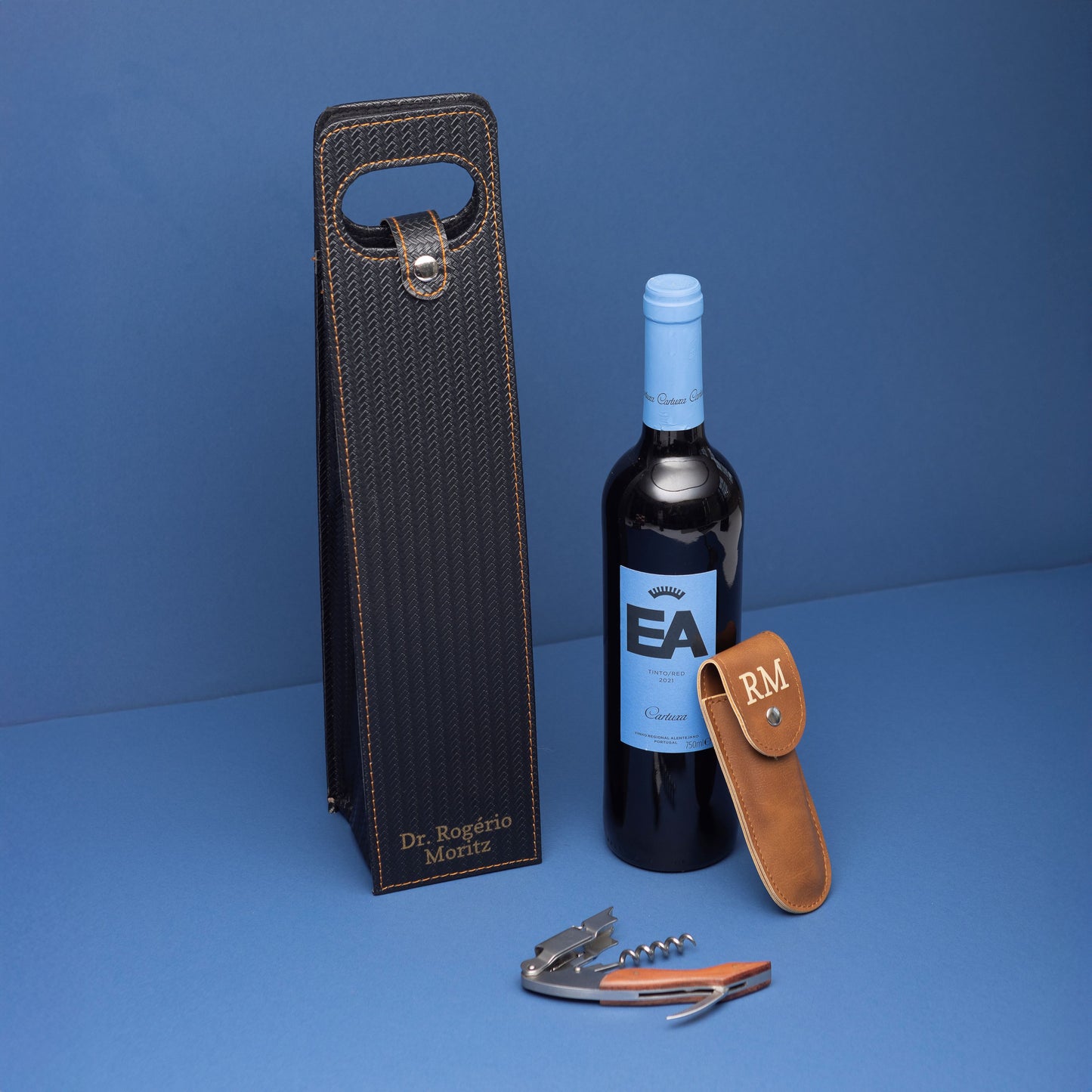 Abridor de vinho inox com cabo madeira personalizado | Amouh