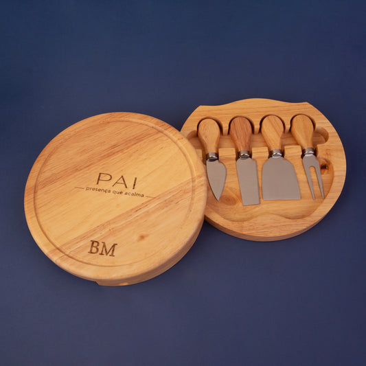 Tábua de queijos bambu com utensílios servir | AMOUH