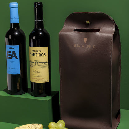 Wine Bag Dupla Lisa - bolsa para vinho e taça| Amouh